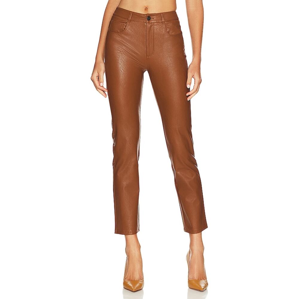 Paige 'Stella' Brown Faux Leather Straight Pant Size 26